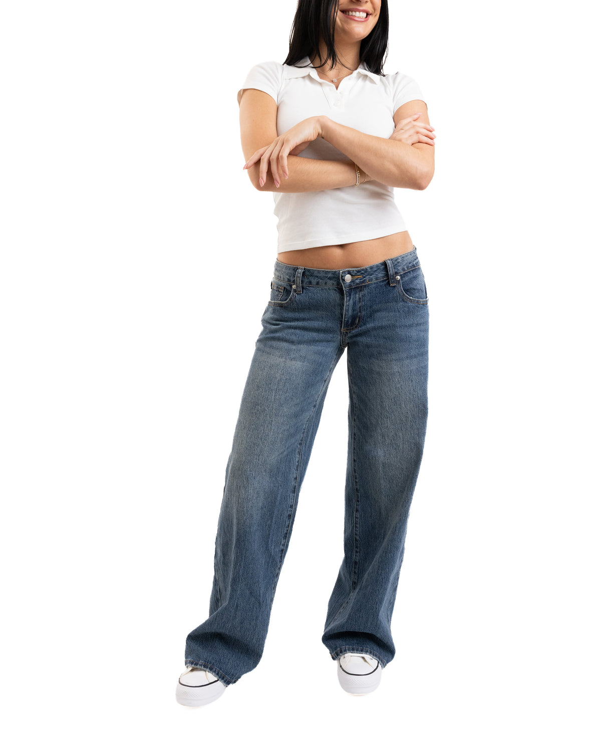 Em + Cass Low Rise Ultra Wide Leg Jean - Dark Tint Wash