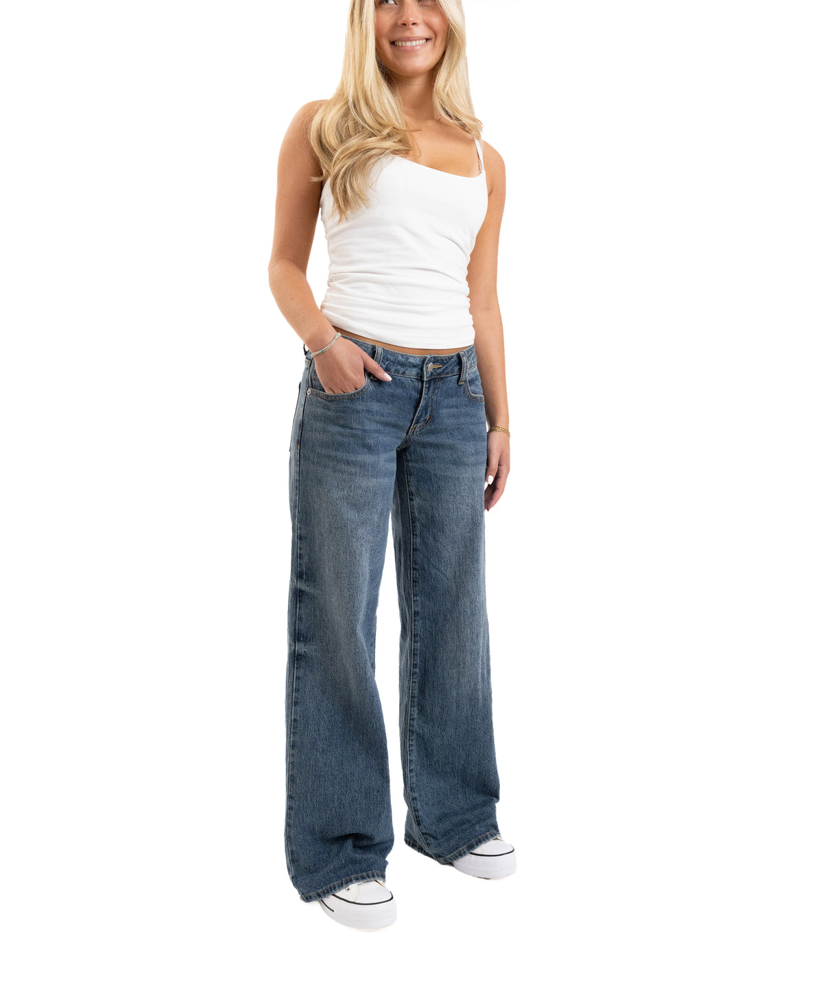 Em + Cass Low Rise Ultra Wide Leg Jean - Dark Tint Wash