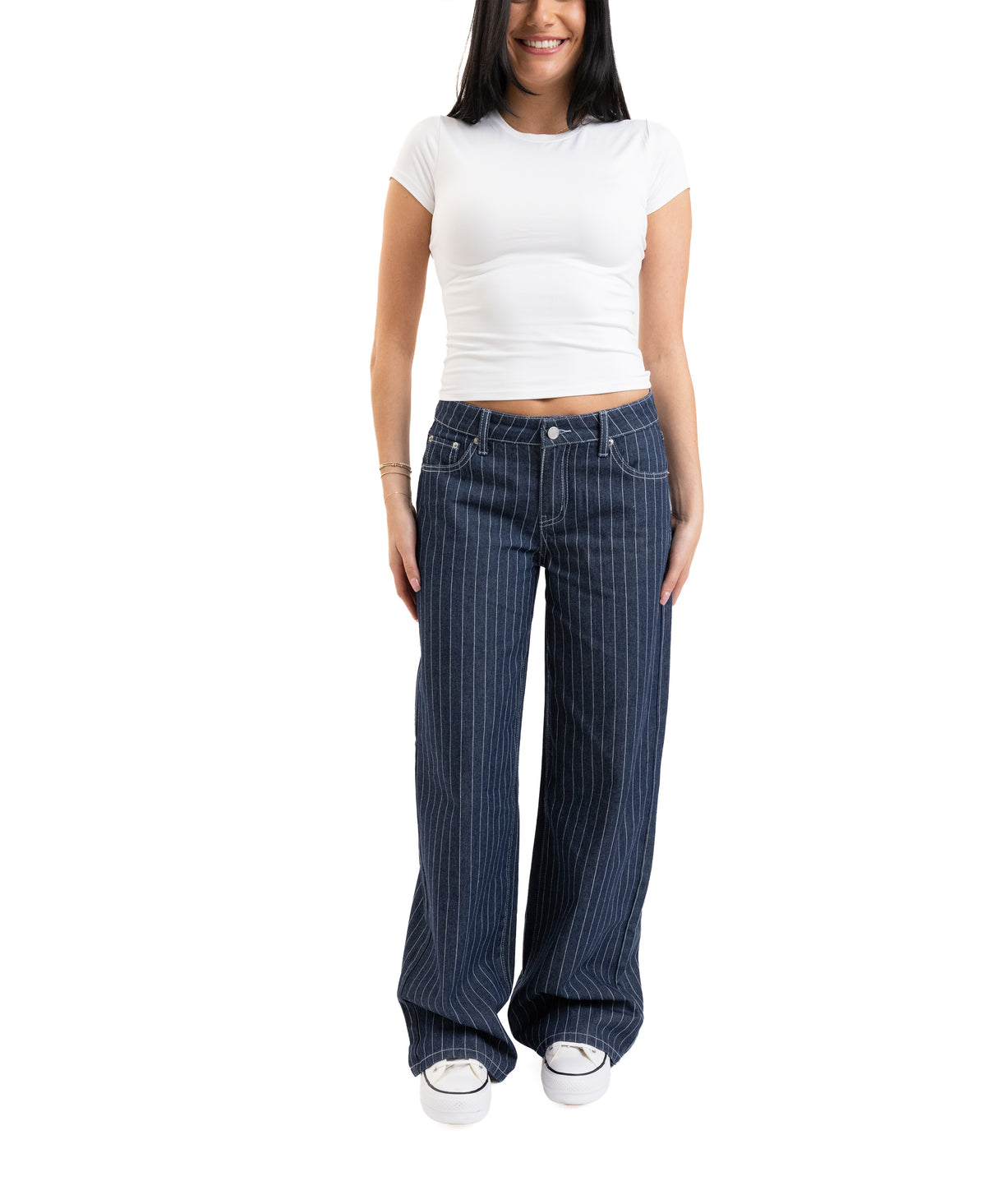 Em + Cass Wide Leg Jean with Pinstripe
