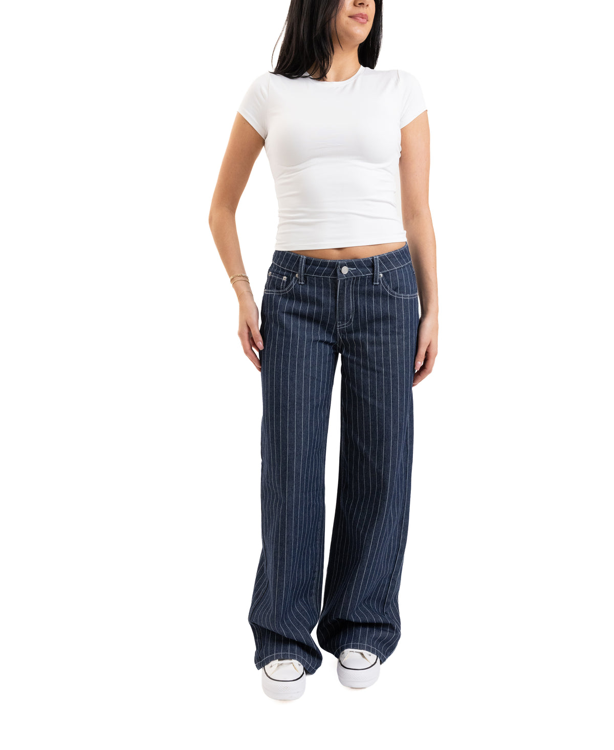 Em + Cass Wide Leg Jean with Pinstripe