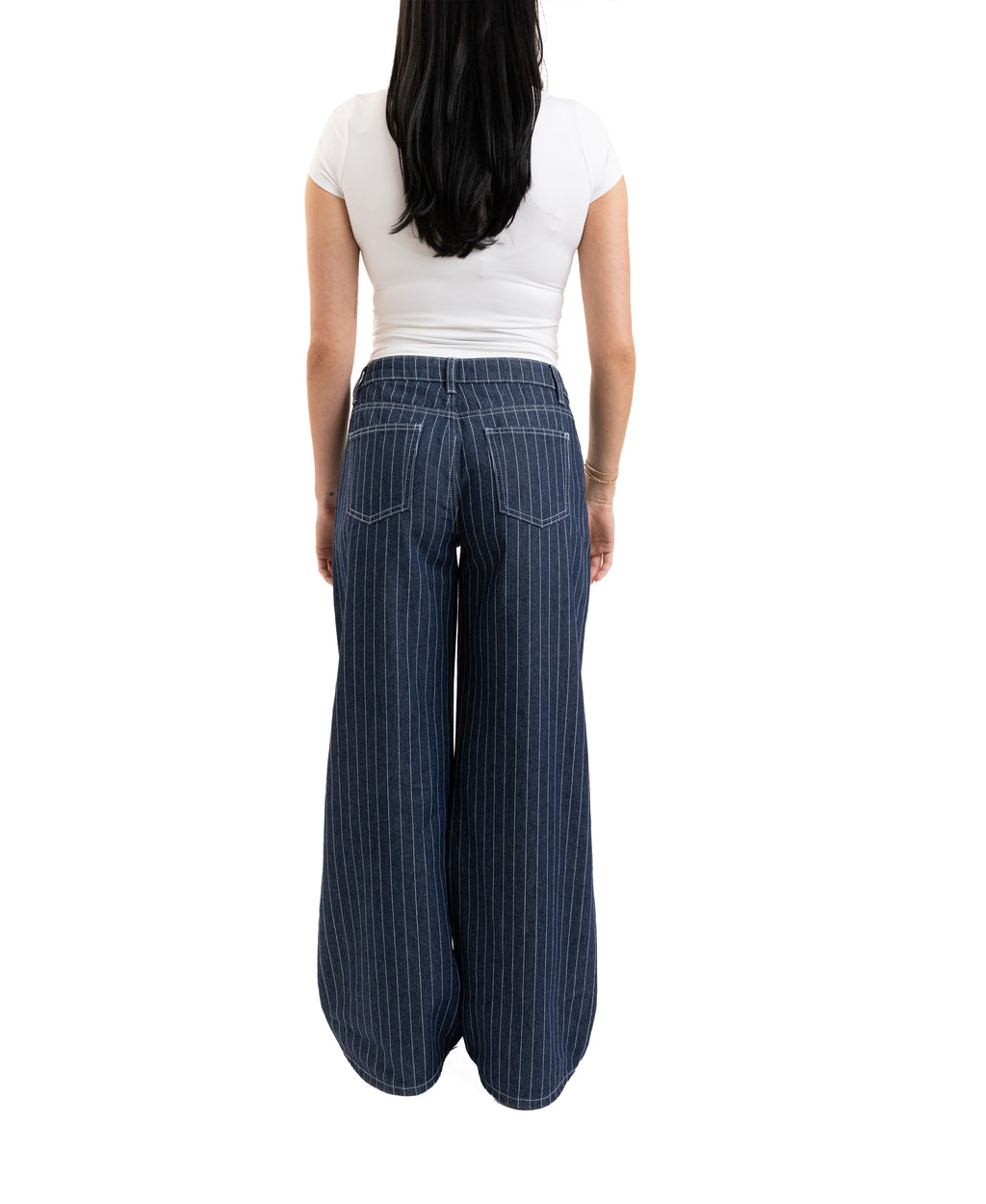 Em + Cass Wide Leg Jean with Pinstripe