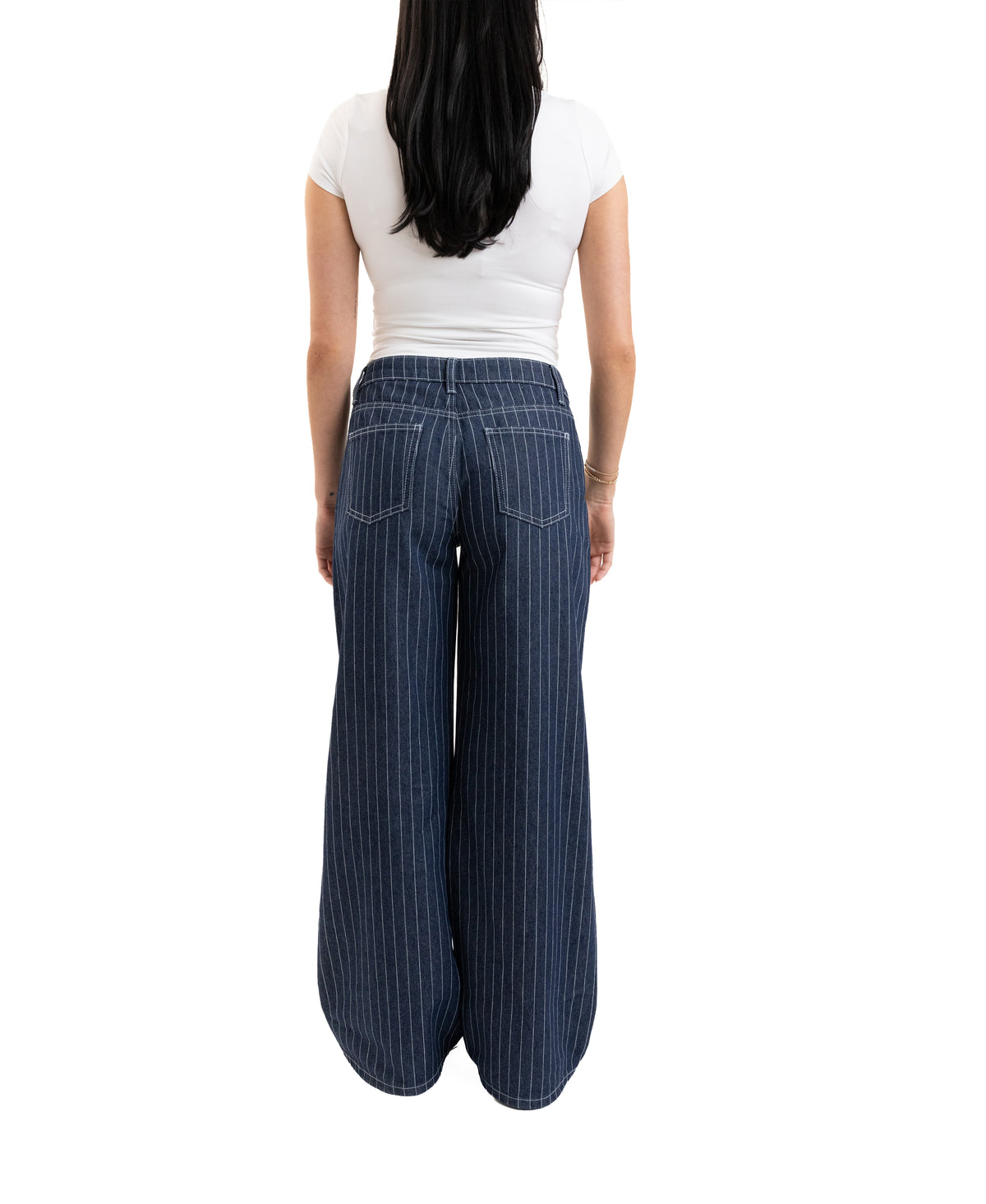 Em + Cass Wide Leg Jean with Pinstripe