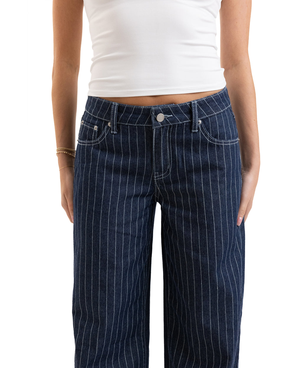 Em + Cass Wide Leg Jean with Pinstripe
